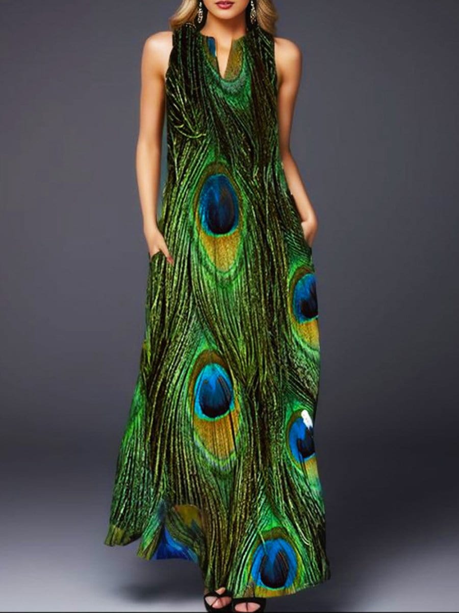 Robe longue à plumes Asma