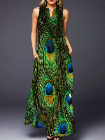 Robe longue à plumes Asma