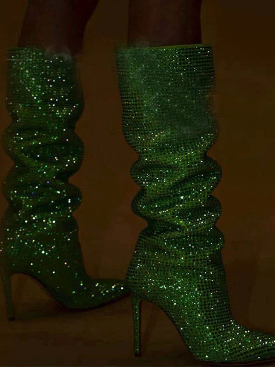 Bottes à talons Ava à strass Demonia