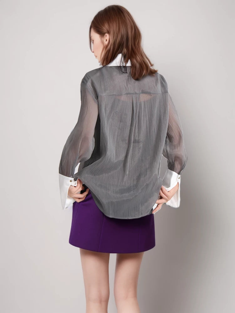 Summer Two Piece Sets For Lapel Long Sleeve Shirts