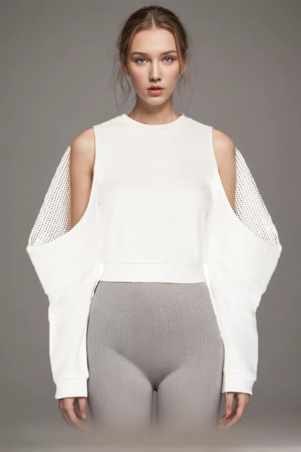 Sweat-shirt à enfiler avec épaules dénudées et diamants