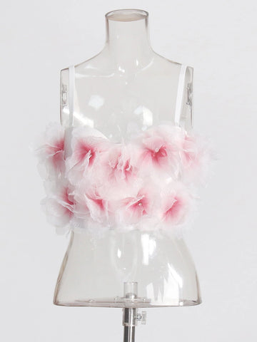 Gilet court à fleurs teintées Halo
