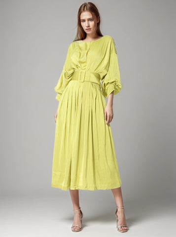 Ruched Midi Long Sleeve Dress Loose