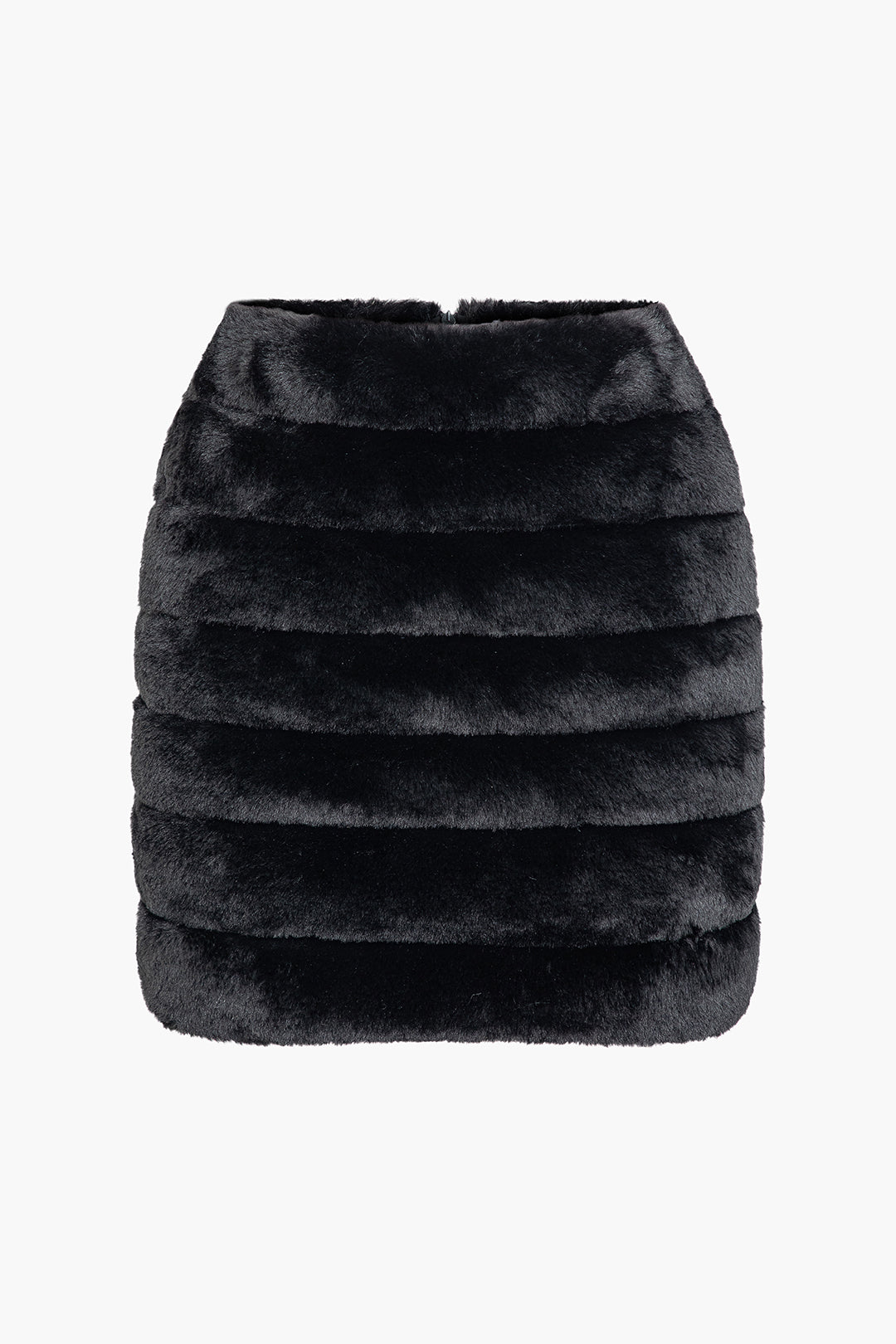 Zipper Faux Fur Mini Skirt