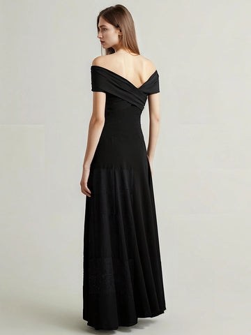 Cross Shoulder A Line Maxi Dress