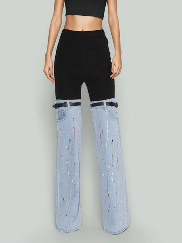 Design Straight Leg Micro Flared Jeans Pants