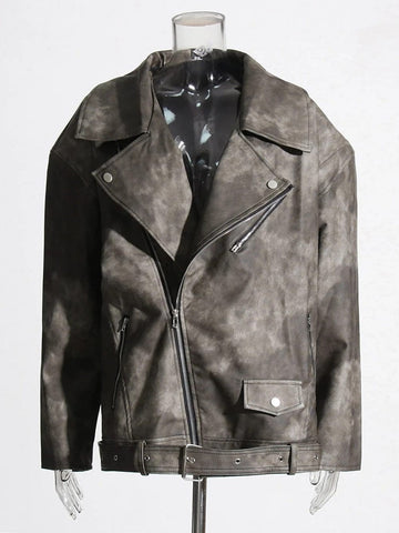 Beyounch Leather Streetwear Chic Solid Coat