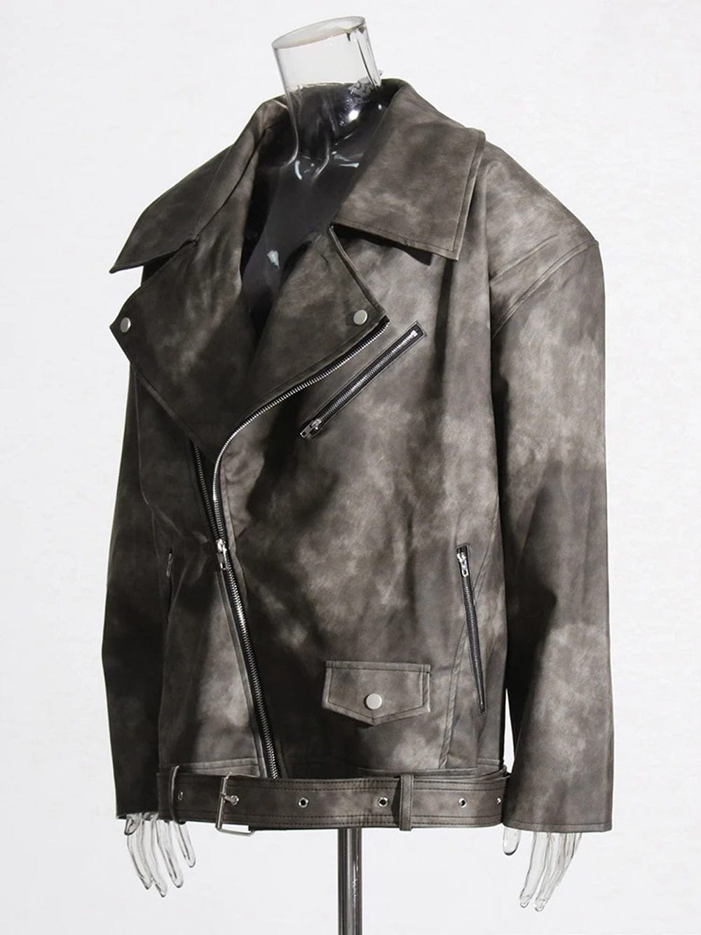 Beyounch Leather Streetwear Chic Solid Coat