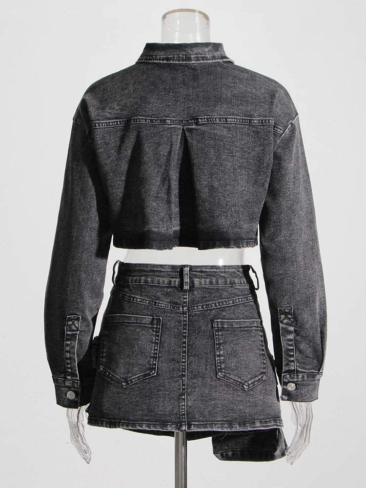 Denim Two Piece Sets For Long Sleeve