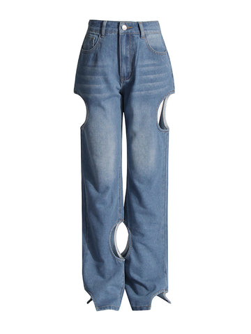 Hollow Out Straight leg Jeans