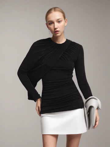 Half Shawl Versatile Knit T-shirt