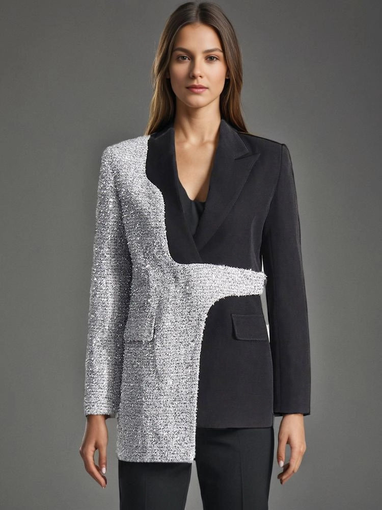 Spliced Lace Irregular Suit Blazer