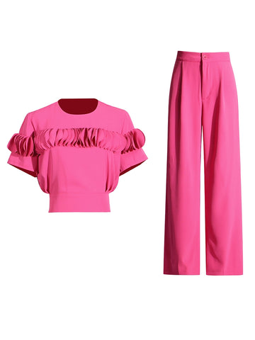 Round Neck Short Sleeve Patchwork Two Piece Set