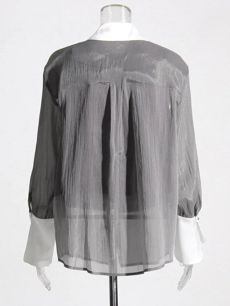 Summer Two Piece Sets For Lapel Long Sleeve Shirts