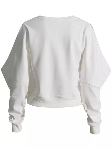 Sweat-shirt à enfiler avec épaules dénudées et diamants