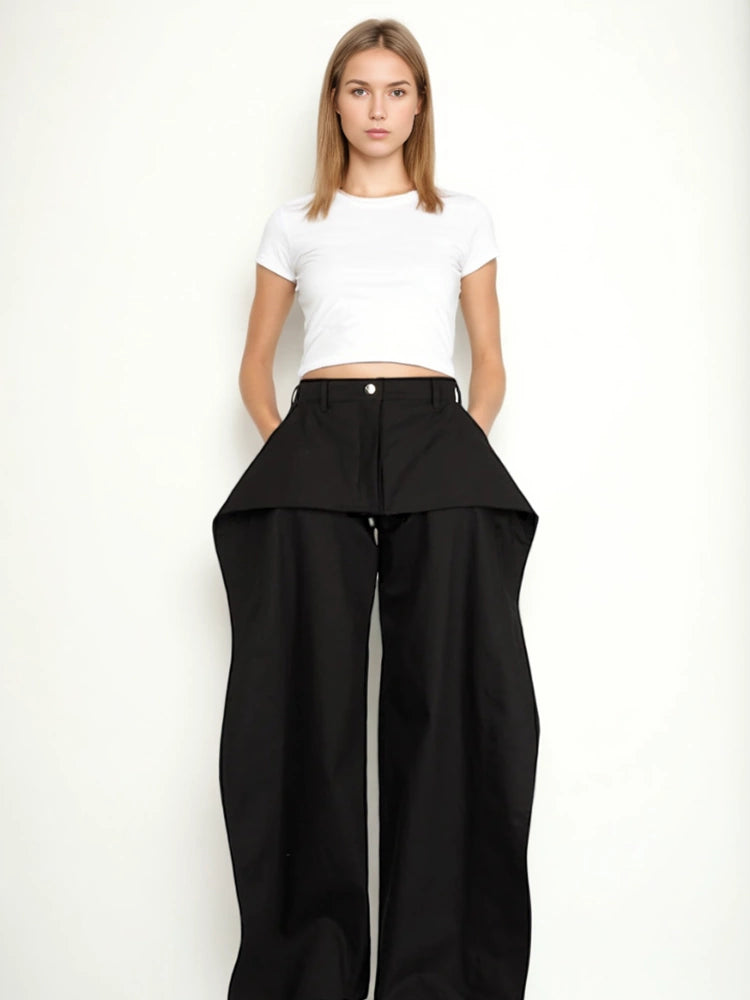 Design Retro Irregular Wide Leg Jeans