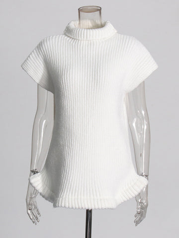 High Neck Sleeveless Knitted Sweater