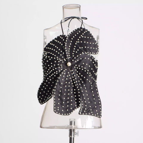 Pearl Flower Bra Tie Up Tank Top Vest