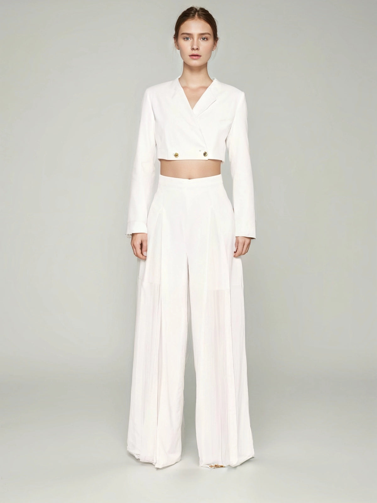 Long Sleeve White Two Piece Set