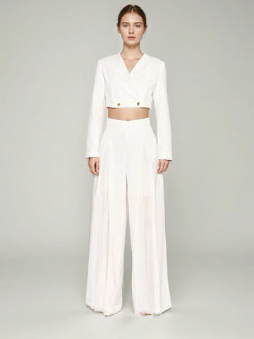 Long Sleeve White Two Piece Set