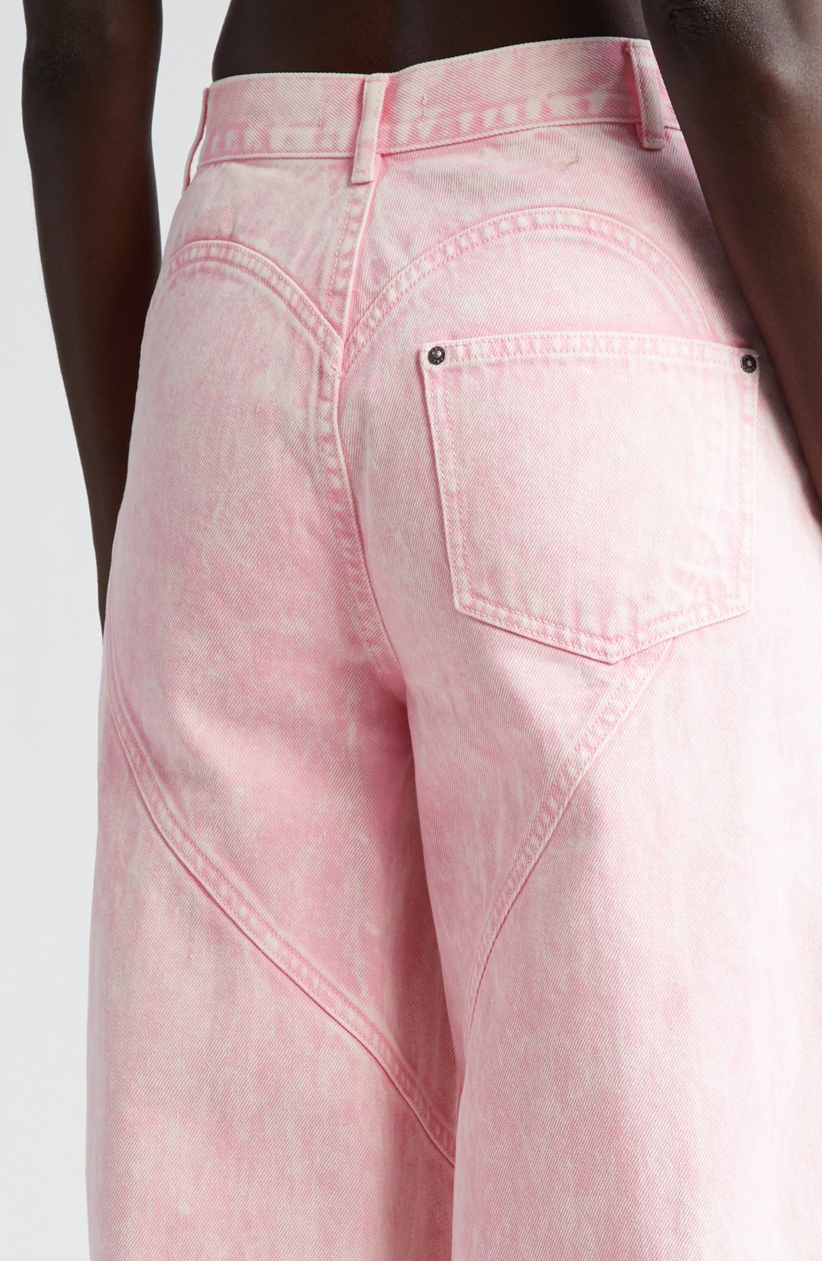 Crystal Cut-Out Straight Jeans - Pink