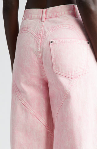 Crystal Cut-Out Straight Jeans - Pink