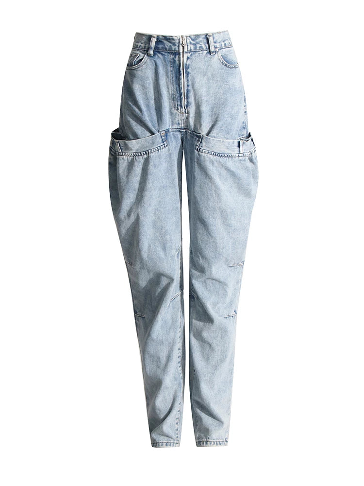 Loose Denim Trouser For High Waist Irregular Jeans