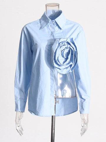 Flower Irregular Hollow Split Shirt Top