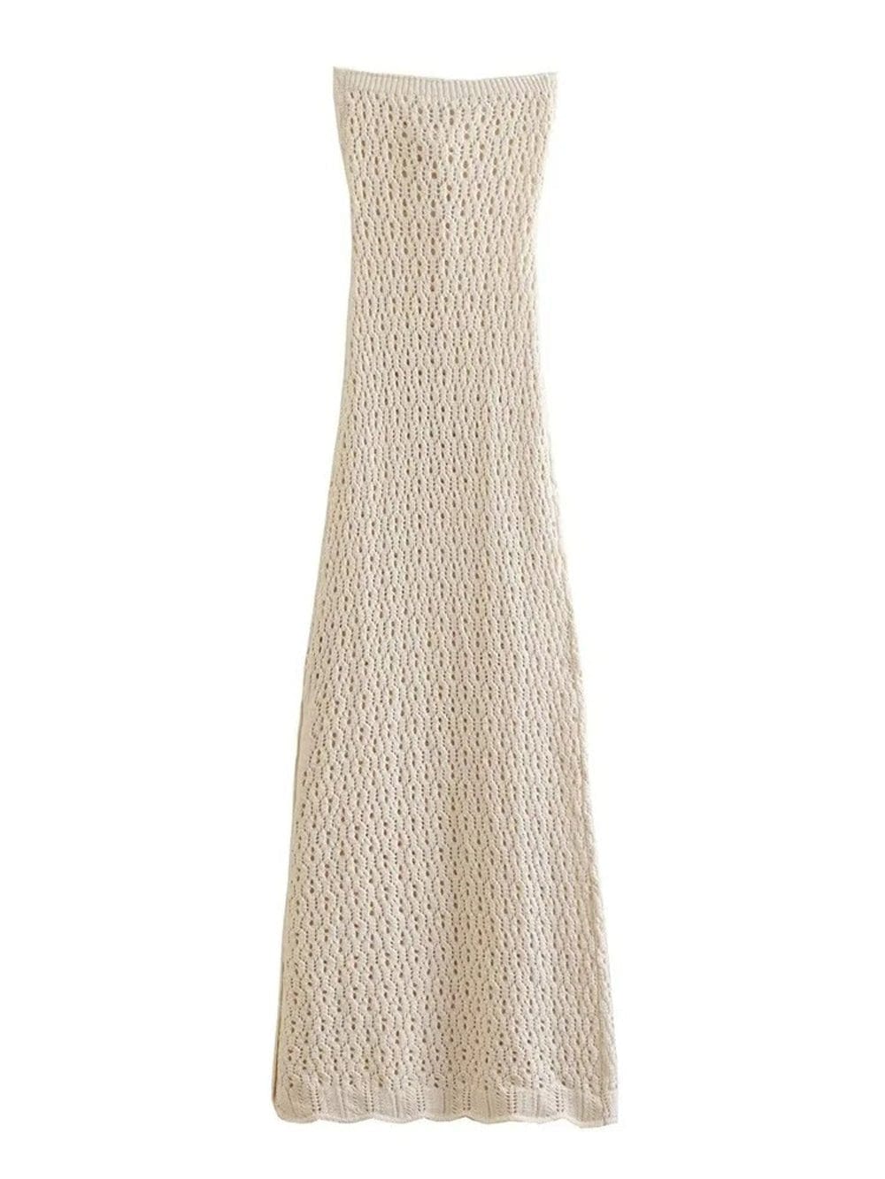 Celeste Hollow Mesh Knit Midi Dress