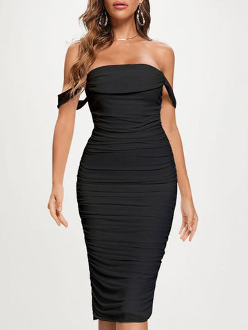 Claudia Bodycon Off Shoulder Midi Dress