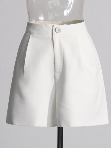 V Neck Metel Bukle Pleated Two Piece Set