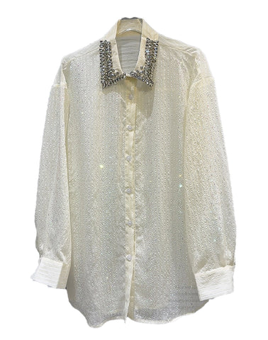 Diamonds Bead Collar Sunscreen Shirt