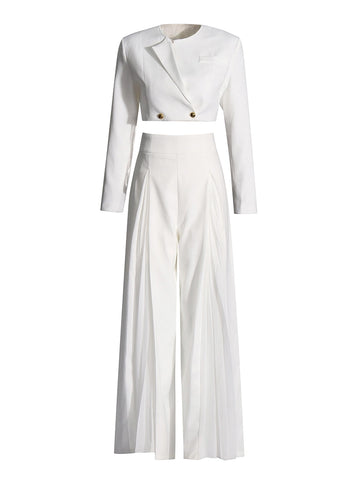 Long Sleeve White Two Piece Set