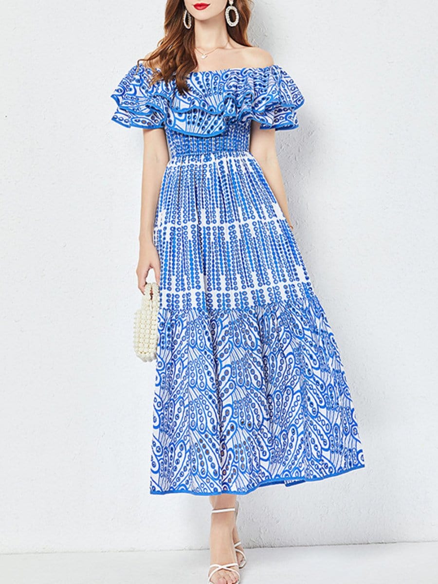 Dakota Hollow Out Ruffle Midi Dress