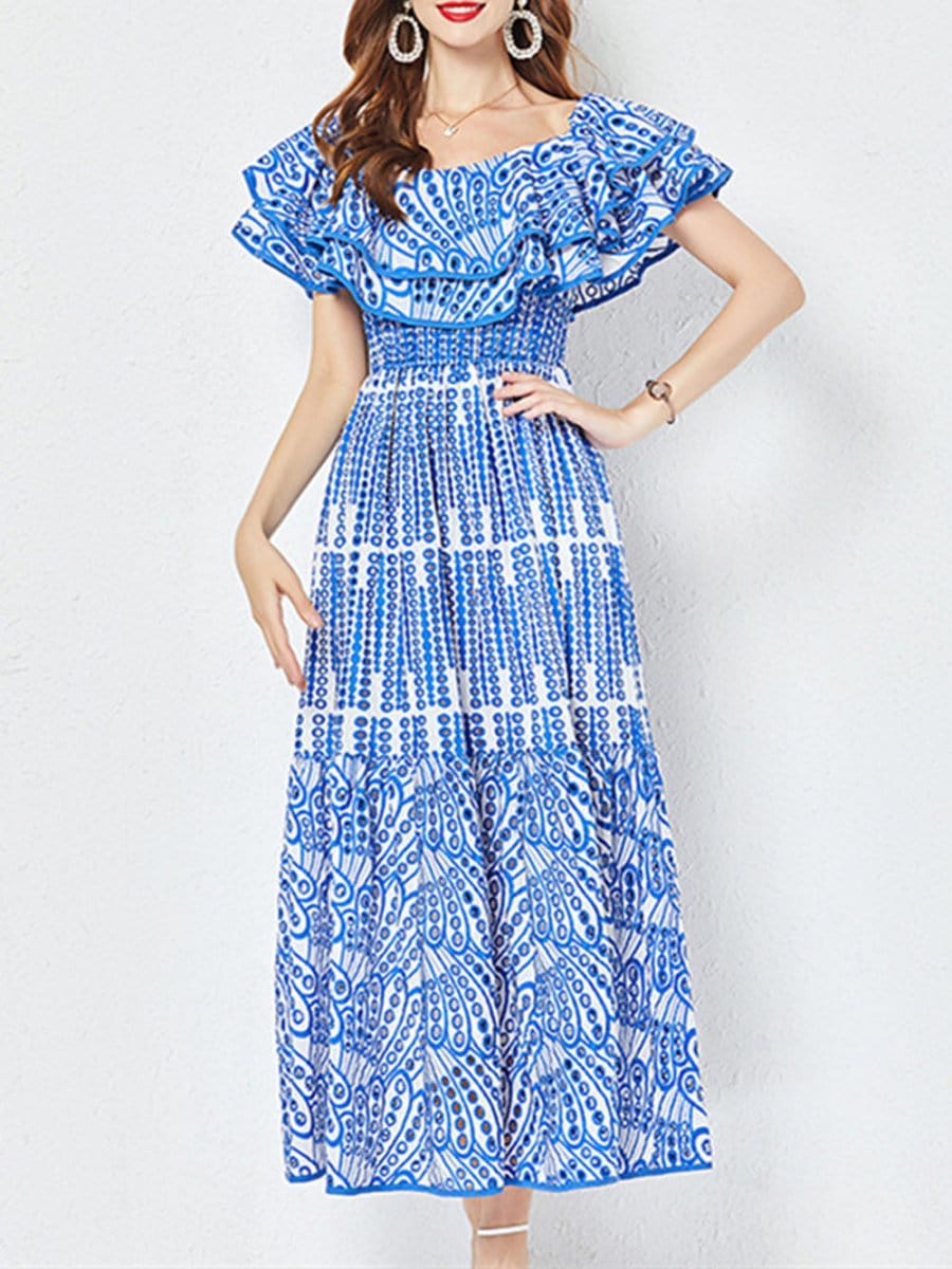 Dakota Hollow Out Ruffle Midi Dress