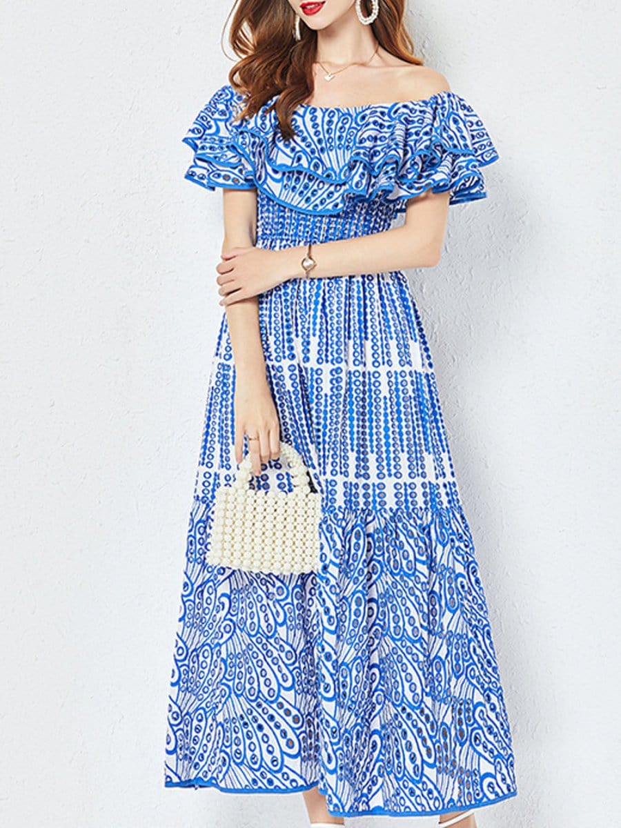 Dakota Hollow Out Ruffle Midi Dress