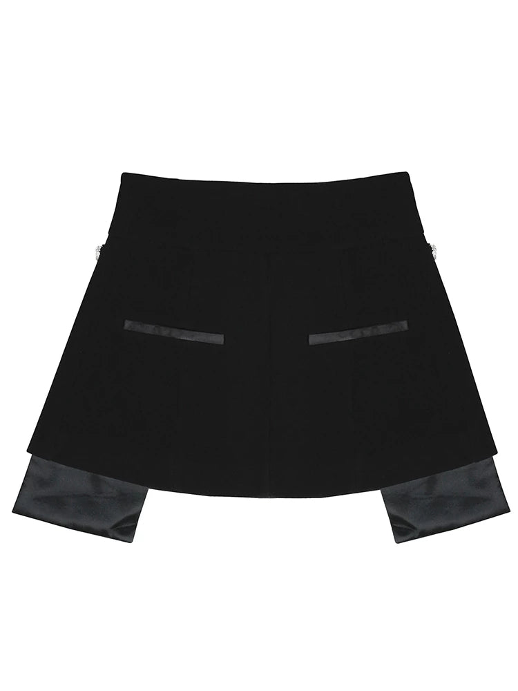 Designer Belt Patchwork Diamonds Mini Skirt