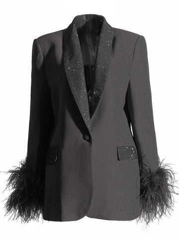 Feather Shawl Collar Blazers