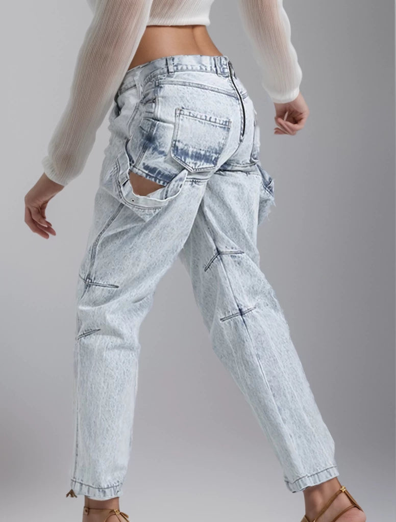 Loose Denim Trouser For High Waist Irregular Jeans