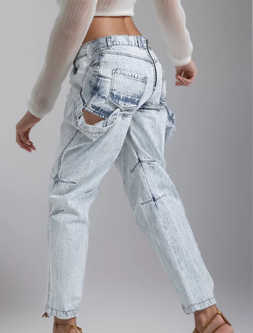 Loose Denim Trouser For High Waist Irregular Jeans