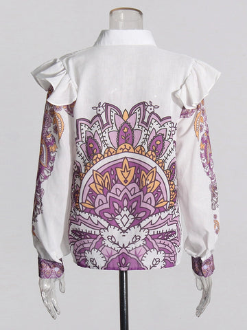 Printed Flip Collar Two Piece Set