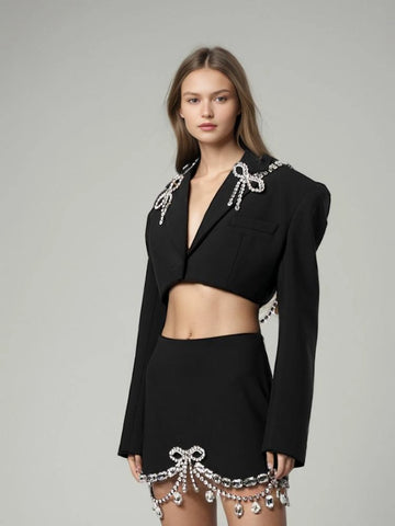 Diamonds Sexy Blazer And Skirt Two Piece Set