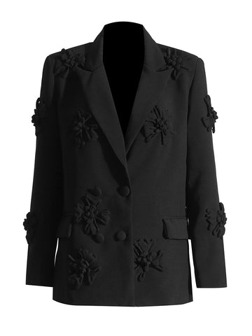 Floral Notched Collar Slim Blazer