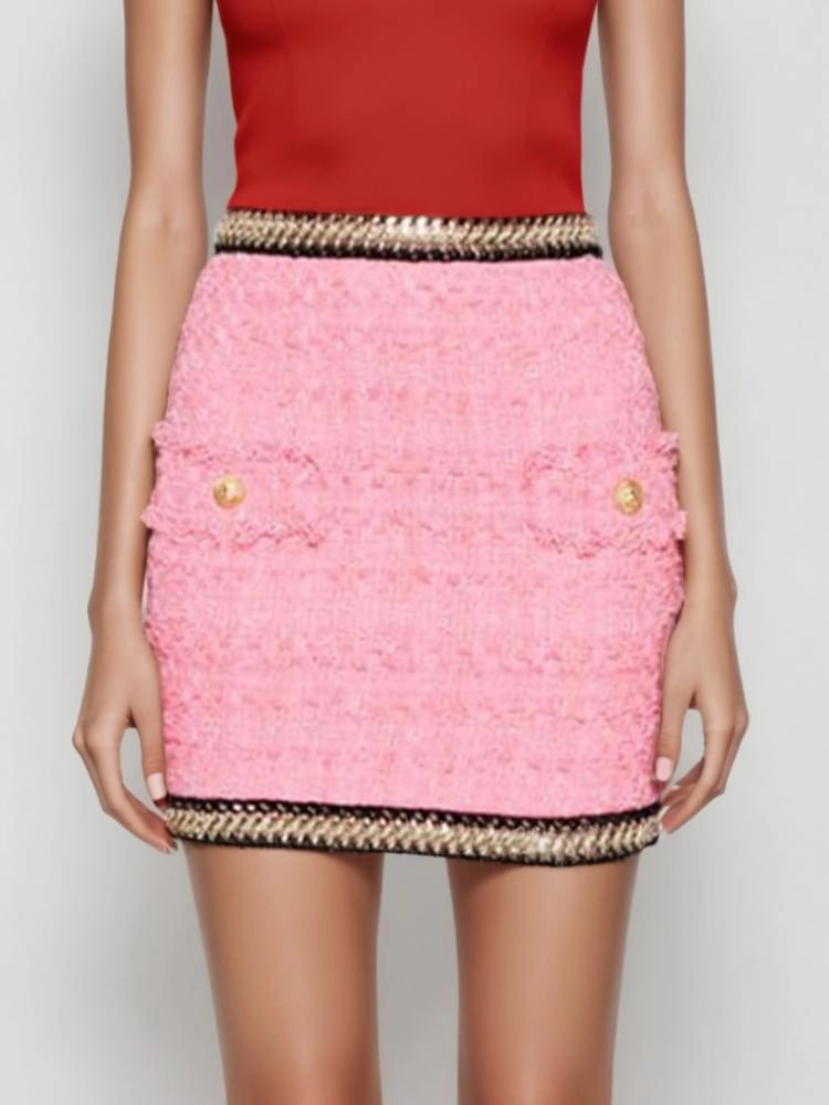 Chain Tweed Mini Skirt