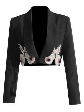 Spliced Diamonds Two Piece Sets For Long Sleeve Blazer Skirt