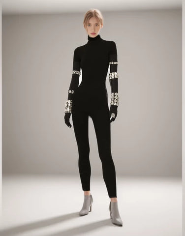 Diamonds Minimalist Turtleneck Jumpsuits