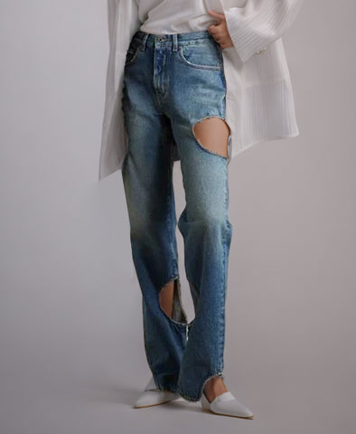 Hollow Out Straight leg Jeans