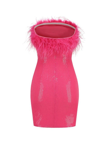 Elon Feather Bodycon Mini Dress