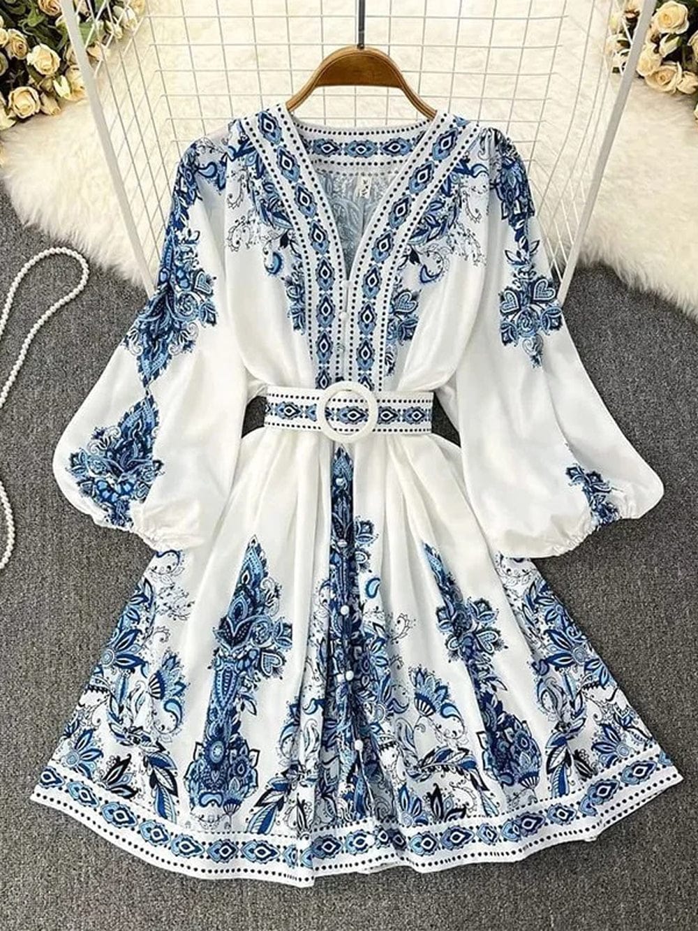 Everleigh Belt Blue Midi Dress