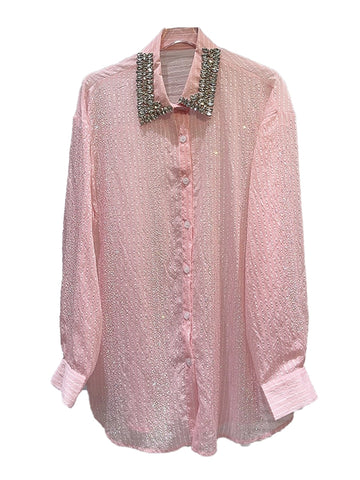 Diamonds Bead Collar Sunscreen Shirt